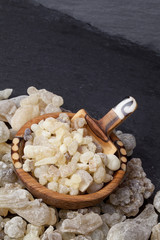  Frankincense is an aromatic resin, used for religious rites, incense and perfumes.
