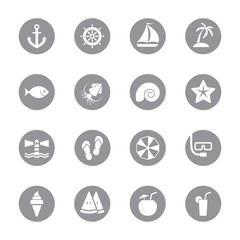 gray flat icon set 9 on circle for web design, user interface (UI), infographic and mobile application (apps)