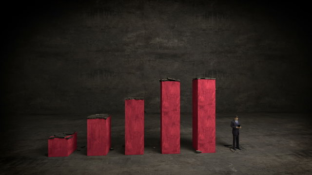 Businessman on increase bar graph, rising market(included alpha)