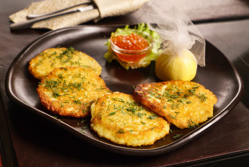 potato pancakes with caviar