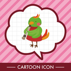 animal bird playing instrument cartoon theme elements