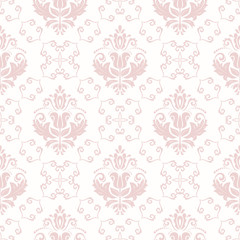 Oriental classic ornament. Seamless abstract light pink pattern