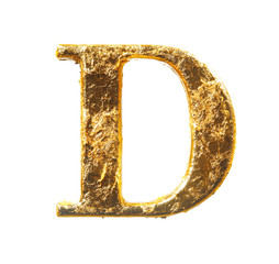 Alphabet and numbers in gold leaf