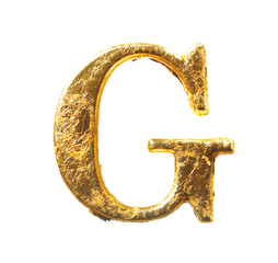 Alphabet and numbers in gold leaf