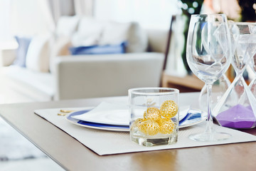 elegant dining table,Detail image of Place settings on elegant dining table