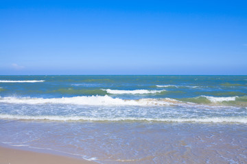 The beach with the waves.
