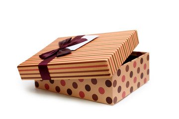 rectangular gift box with bow on white background