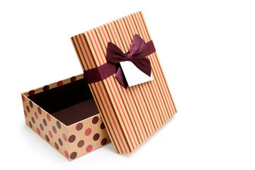 rectangular gift box with bow on white background