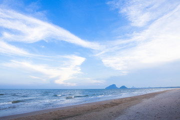 The beach with the waves.