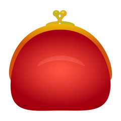 Векторная иллюстрация красного кошелька. Красный ретро кошелек. Иконка кошелька.