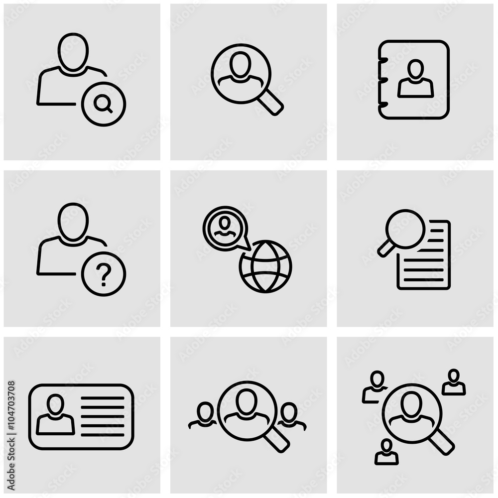 Sticker vector line people search icon set. people search icon object, people search icon picture, people se