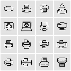 Vector line printer icon set. Printer Icon Object, Printer Icon Picture, Printer Icon Image - stock vector