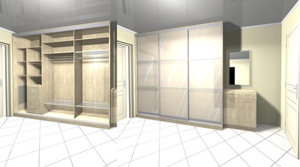 design Cabinet with  sliding doors 3D rendering