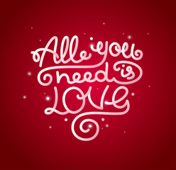 All You Need is Love Background Placard Card. Vector