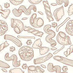 Pasta hand drawn seamless pattern