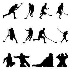 floorball silhouette on the white background