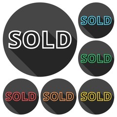 Sold icons set with long shadow