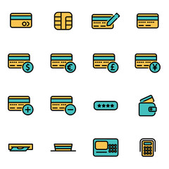 Trendy flat line icon pack for designers and developers. Vector line credit card icon set, credit card icon object, credit card icon picture, credit card icon image - stock vector