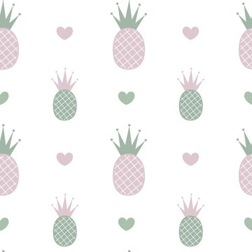 pastel pineapples seamless vector pattern background illustration