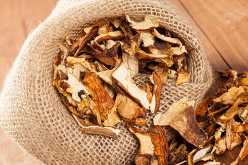 Dried mushrooms, closeup shot