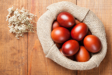Paschal eggs in the canvas sack