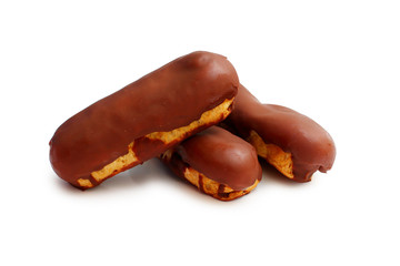 cake eclairs on a white background