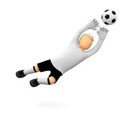 Torwart mit weisen Trikot fängt den Ball