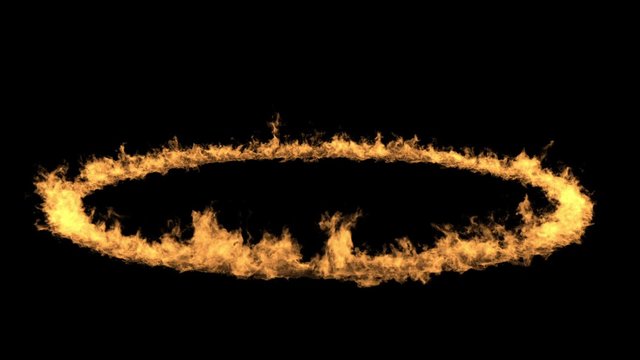 Fire circle on black background. CG