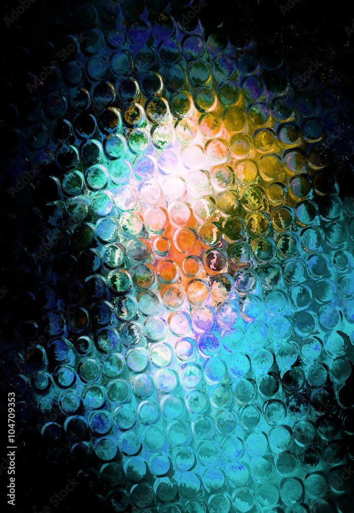 Poster color abstract background and glass effect, and light circle structure.