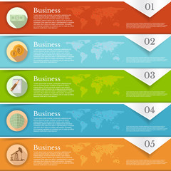 five financial banner with circle business icon background markers for web