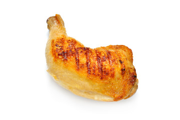 Grilled chicken thigh isolated on white background