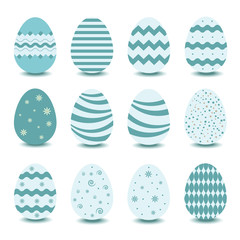 Easter eggs vector icons flat style set on white background