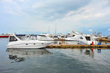 Fototapeta premium Motor yacht in jetty