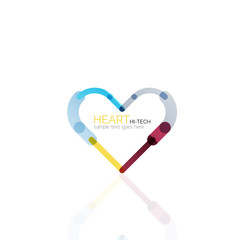 Logo love heart, abstract linear geometric business icon