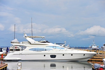 Motor yacht in jetty