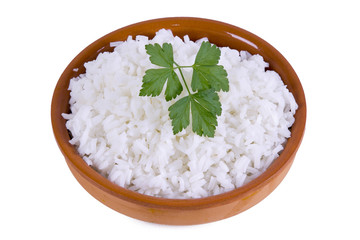 Bowl of rice isolated