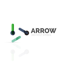 Linear arrow abstract logo, connected multicolored segments of lines in directional pointer figure