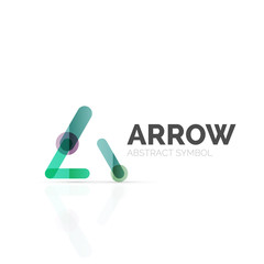 Linear arrow abstract logo, connected multicolored segments of lines in directional pointer figure