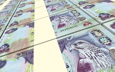 United Arab Emirates dirhams bills stacks background. Computer generated 3D photo rendering.