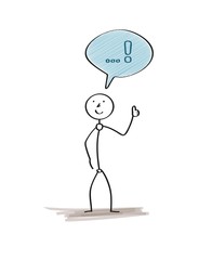 man with bubble and exclamation mark