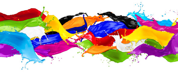 colorful wild color splash isolated on white background