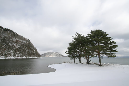 Lake Inawashiro In Winter