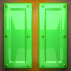 green metal and yellow wood background