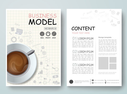 Vector magazine,modern flyers brochure,cover,annual report,design templates,layout with coffee cup and infographics background in a4 size,To adapt for business,presentation,advertisement, illustration