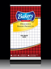 bakery shop roll up banner design template