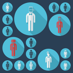 assembly of people silhouettes stick figure