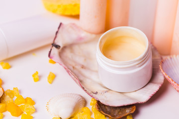 Spa cosmetic bottles