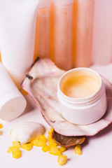 Spa cosmetic bottles