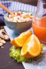 healthy breakfast with juice