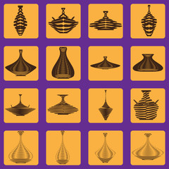 monochrome icon set with amphora